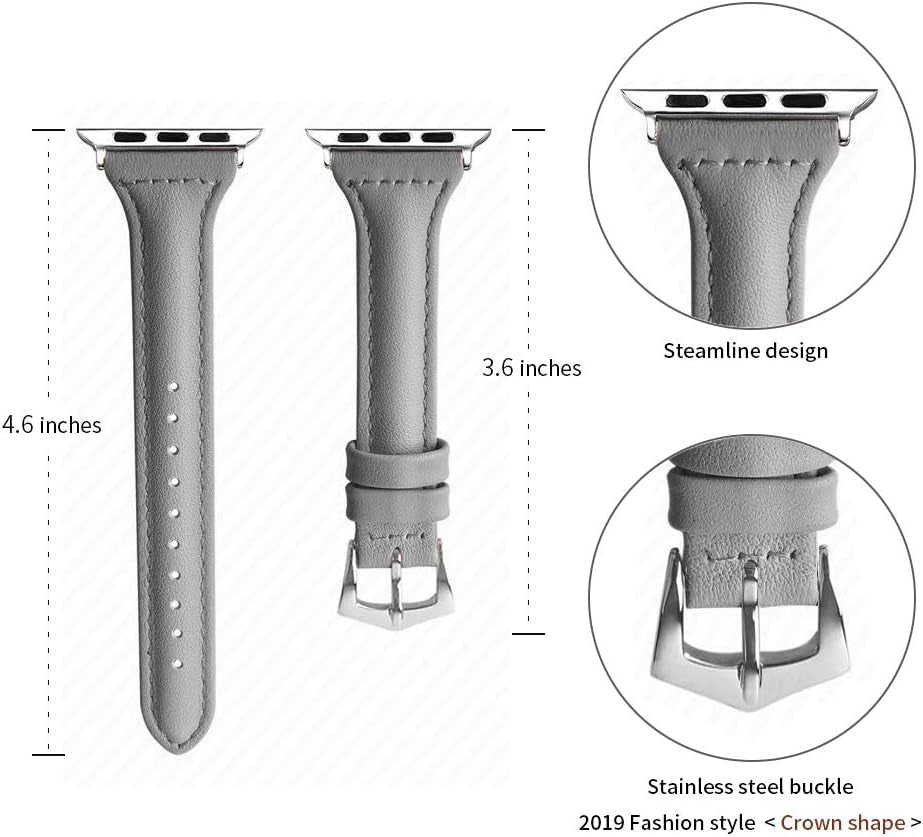 Compatible Apple Watch Band 42Mm 44Mm 45Mm, Top Grain Leather Band Replacement Strap for Iwatch Series 7, Series 6, SE, Series 5, Series 4,Series 3,Series 2,Series 1,Sport, Edition
