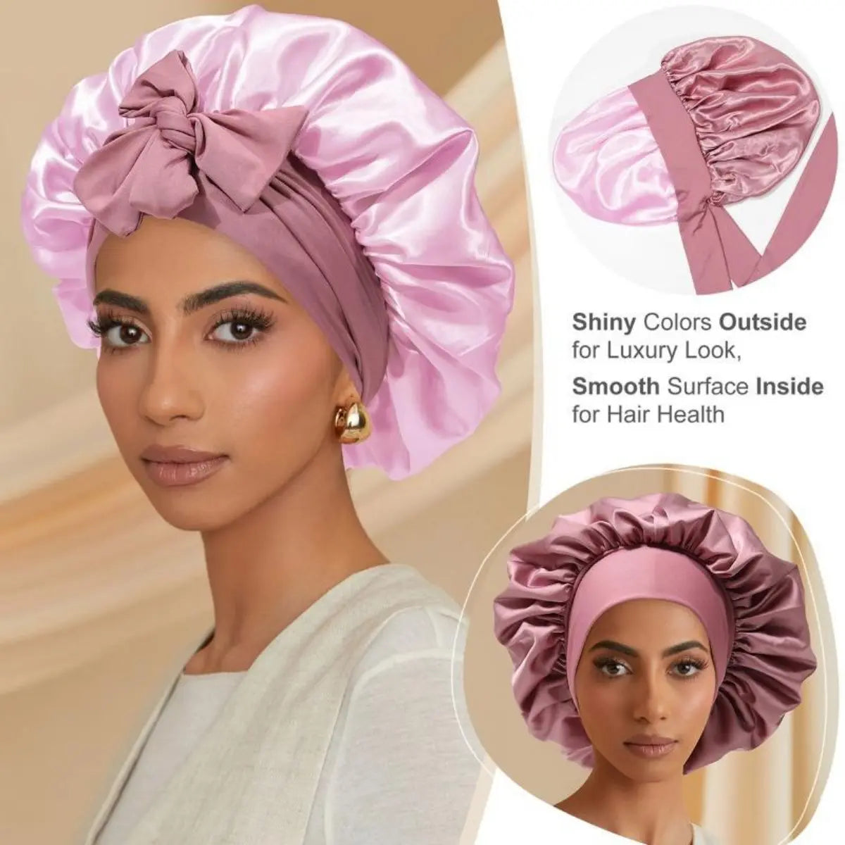 Silk-Like Satin Double-Layer Hair Cap
